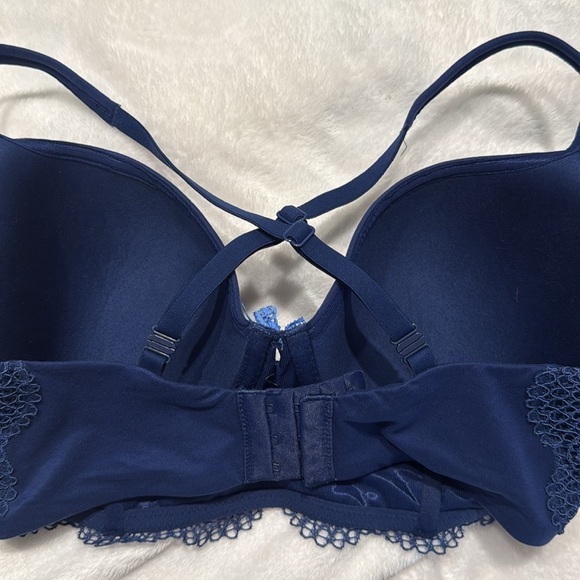 Victoria Secret Push Up Lace Bra 34DD Demi-Lined Navy Blue Women’s Adjustable - Picture 12 of 12